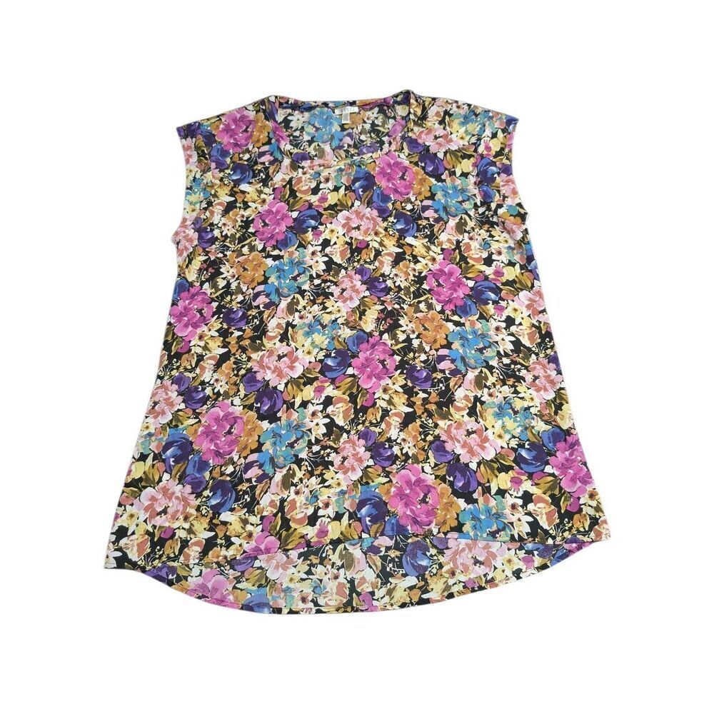 Spense Floral Print Sleeveless Blouse Size L